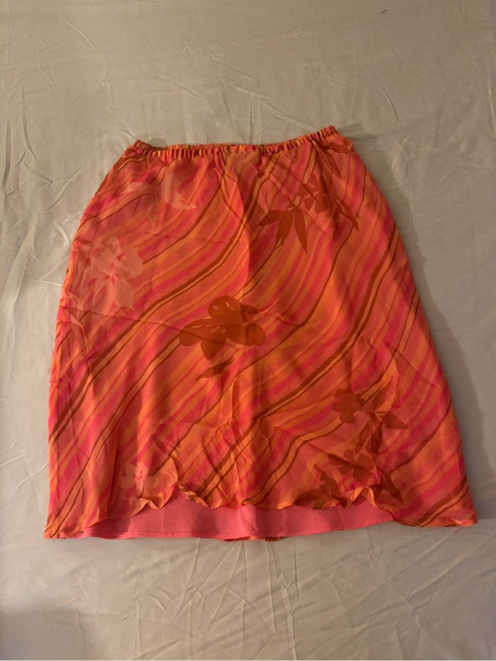 Finity Naturals Coral & Orange Sheer Midi Skirt
